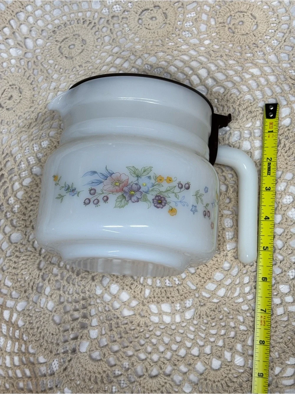Classic Arcopal France Milk Glass Coffee Carafe Victoria Pattern